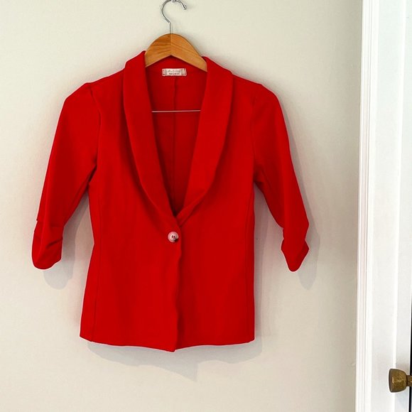 Altar'd State Jackets & Blazers - Altar’d State Blazer Hibiscus Hot Pink Stretch 3/4 Sleeve Ruched Size Small